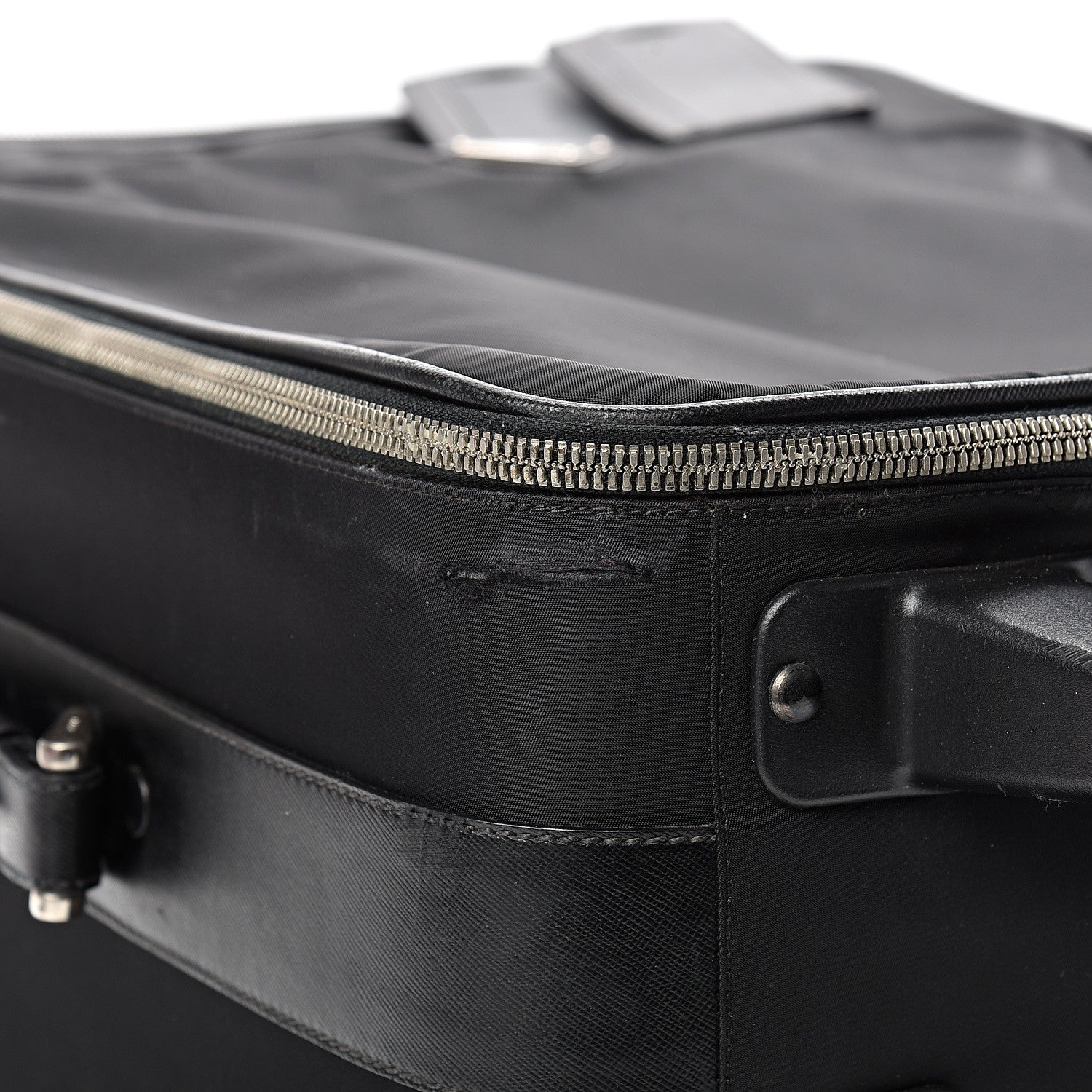 Prada Tessuto Nylon Saffiano Trolley Luggage Black 7 of 32