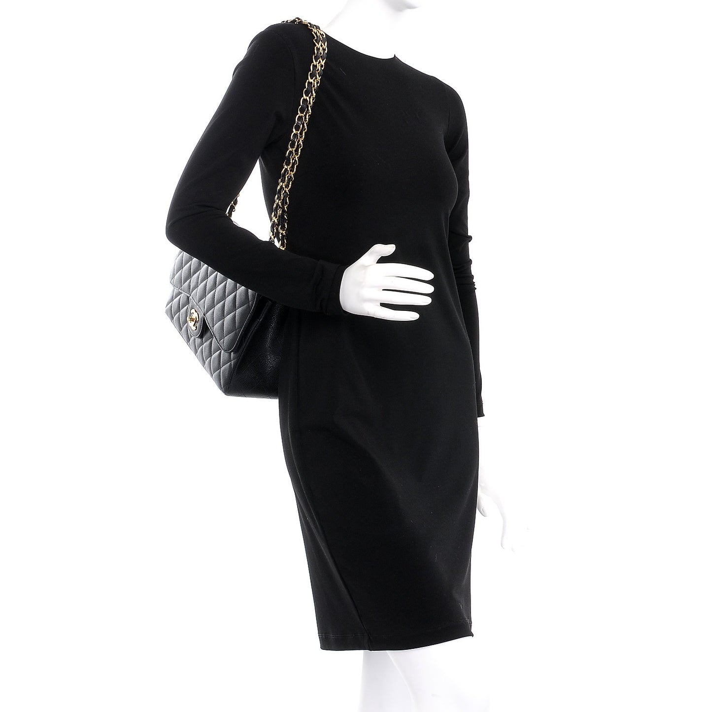 Caviar Quilted Jumbo Double Flap Black