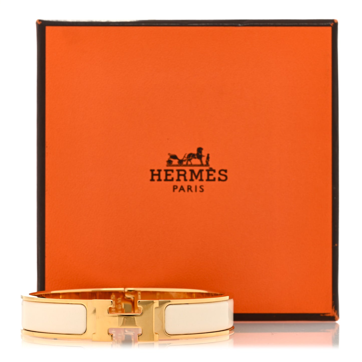 Enamel Narrow Clic Clac H Bracelet PM Creme