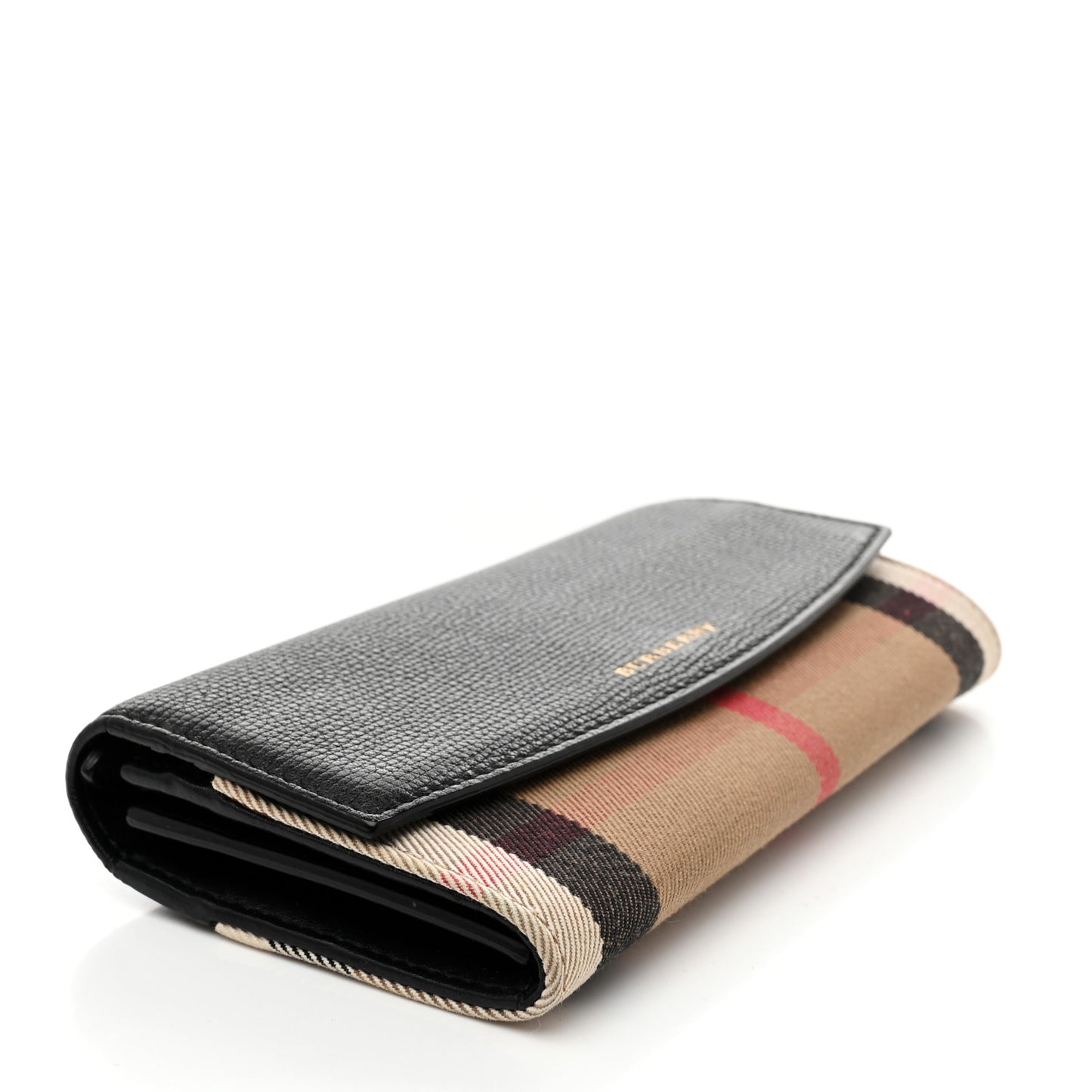 Calfskin House Check Porter Continental Wallet Black