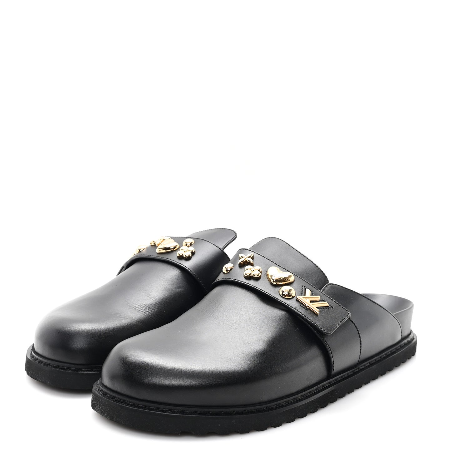 Calfskin Mens LV Cosy Flat Comfort Clog Mules 42 Black