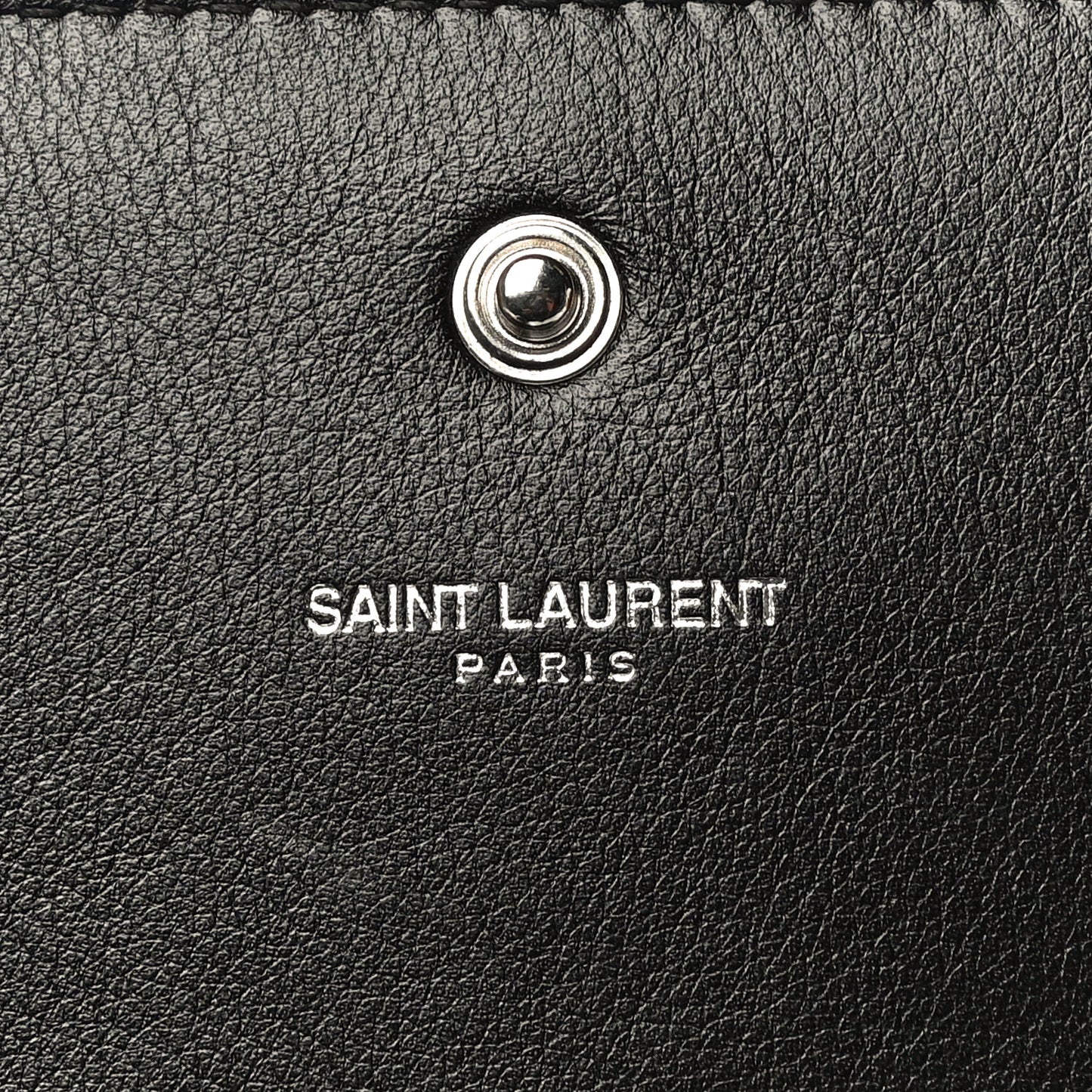 Calfskin Heart Studded Monogram Chain Wallet Black