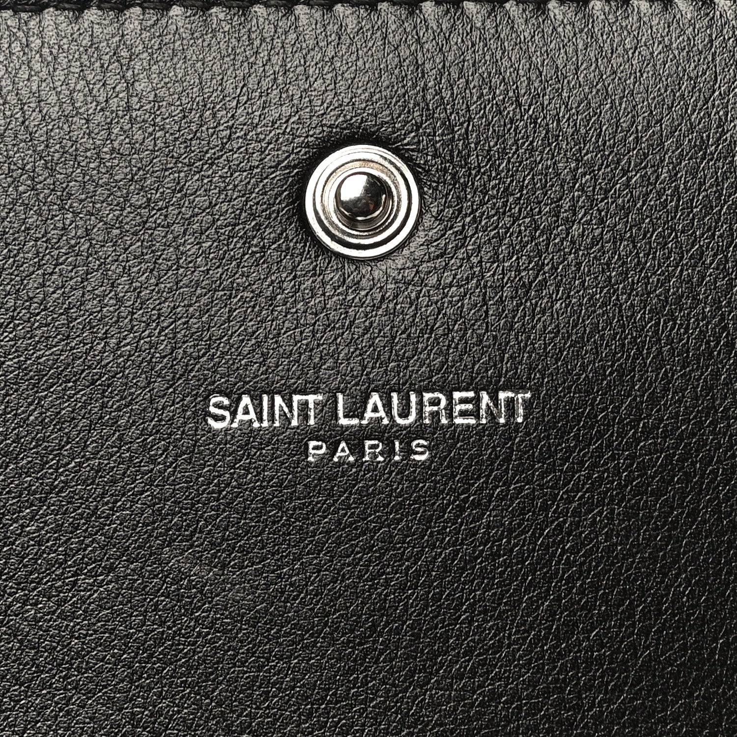 Saint Laurent Calfskin Heart Studded Monogram Chain Wallet Black 5 of 17