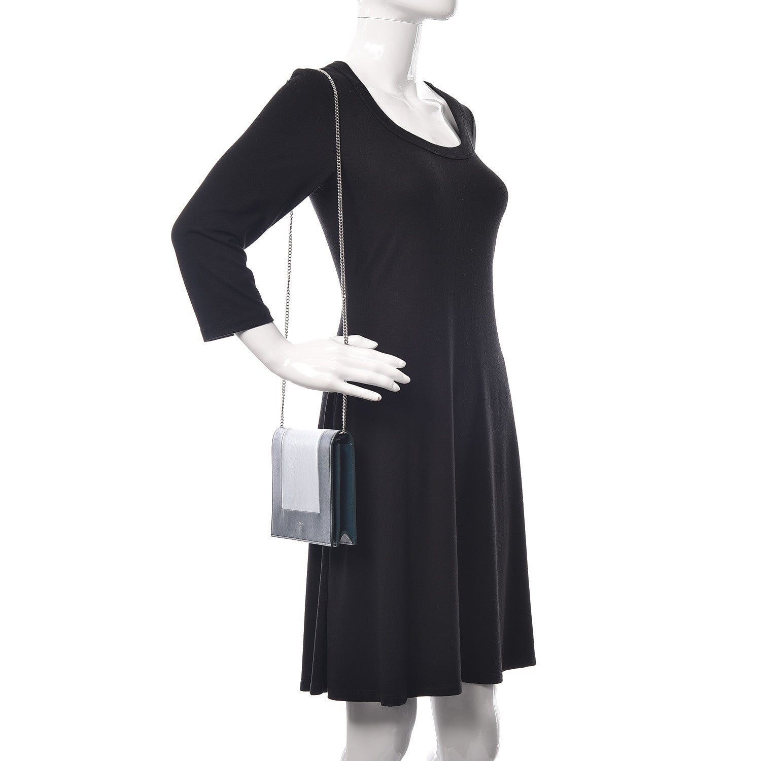 Celine Smooth Lambskin Frame Evening Chain Clutch Mineral Dark Green 2 of 19