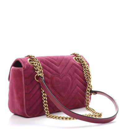 Gucci Velvet Matelasse Small GG Marmont Shoulder Bag Light Raspberry Rose 3 of 14