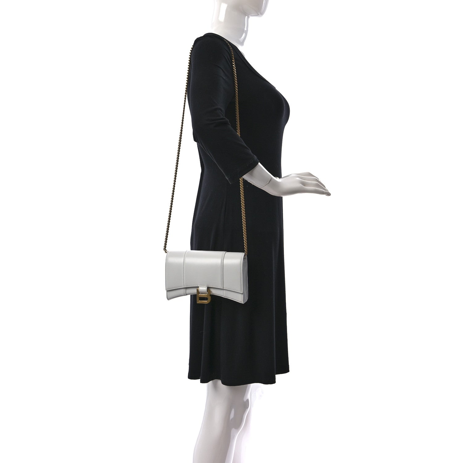 Balenciaga Shiny Box Calfskin Hourglass Chain Bag White 2 of 17