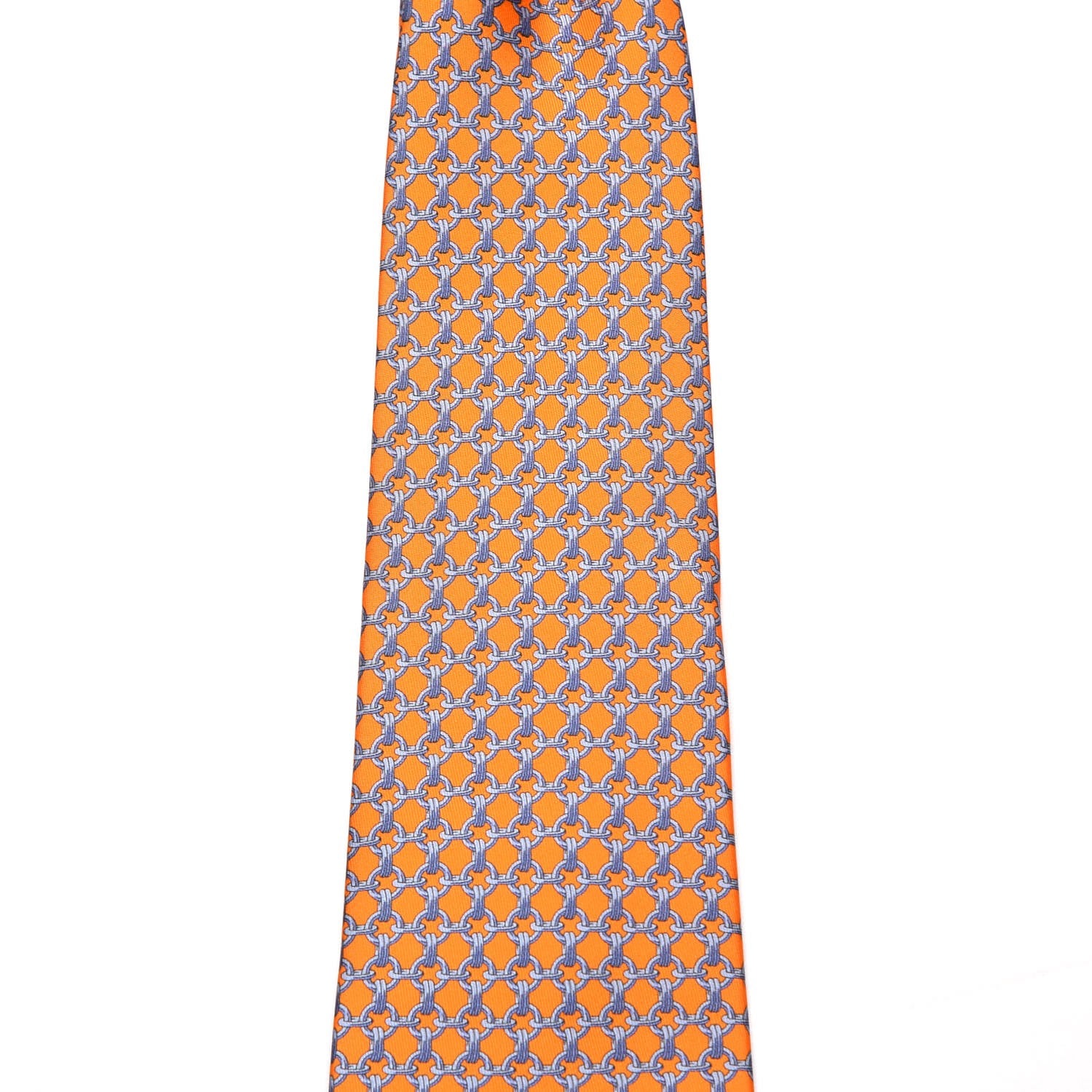 Hermes Mens Printed Silk Cinquante Neuf Neck Tie in Orange Ciel 4 of 6