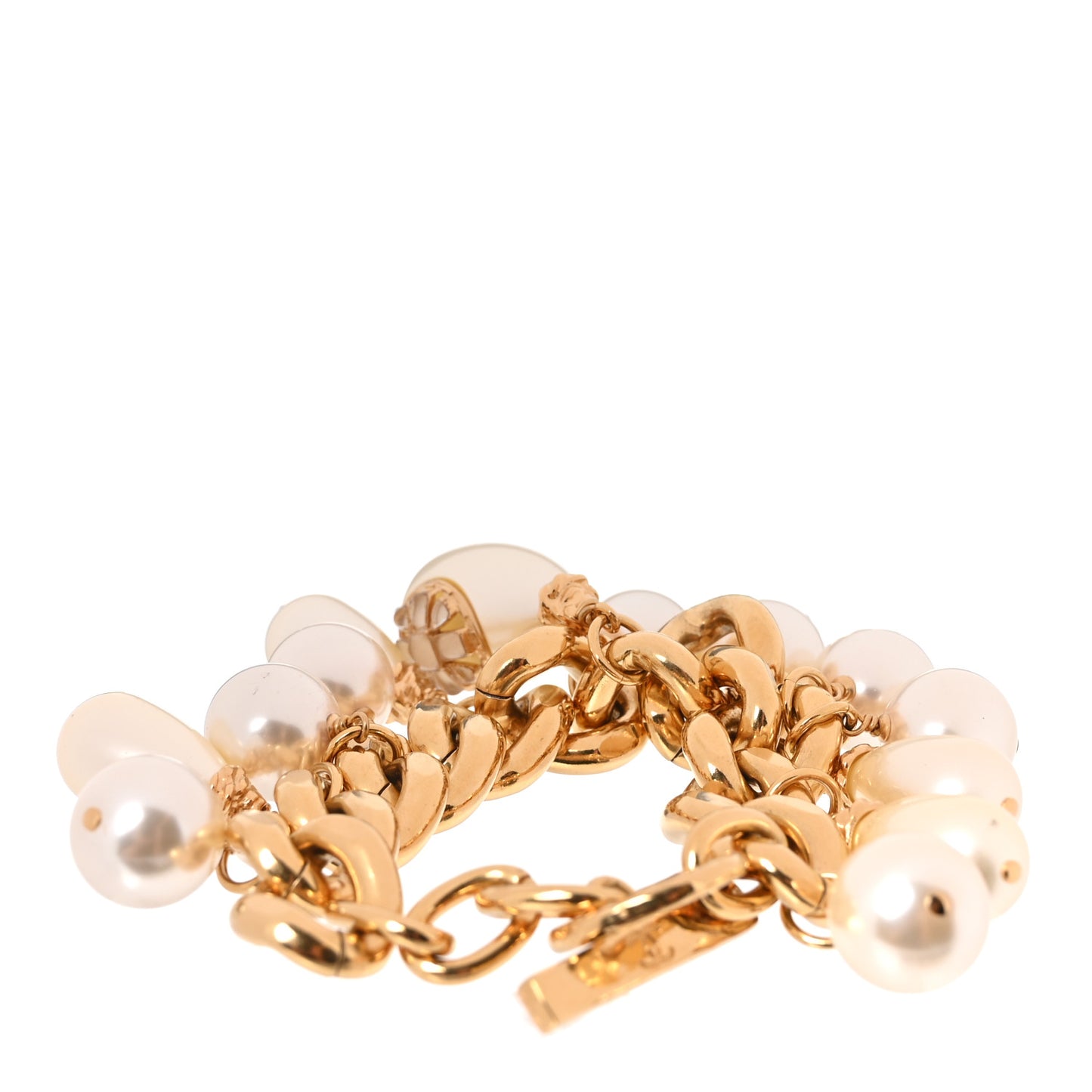 Pearl CC Chain Bracelet Gold