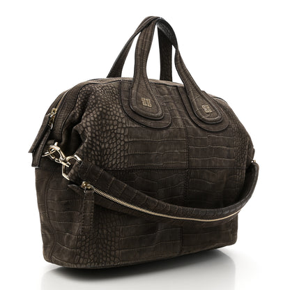 Givenchy Nubuck Crocodile Embossed Medium Nightingale Dark Brown 3 of 10