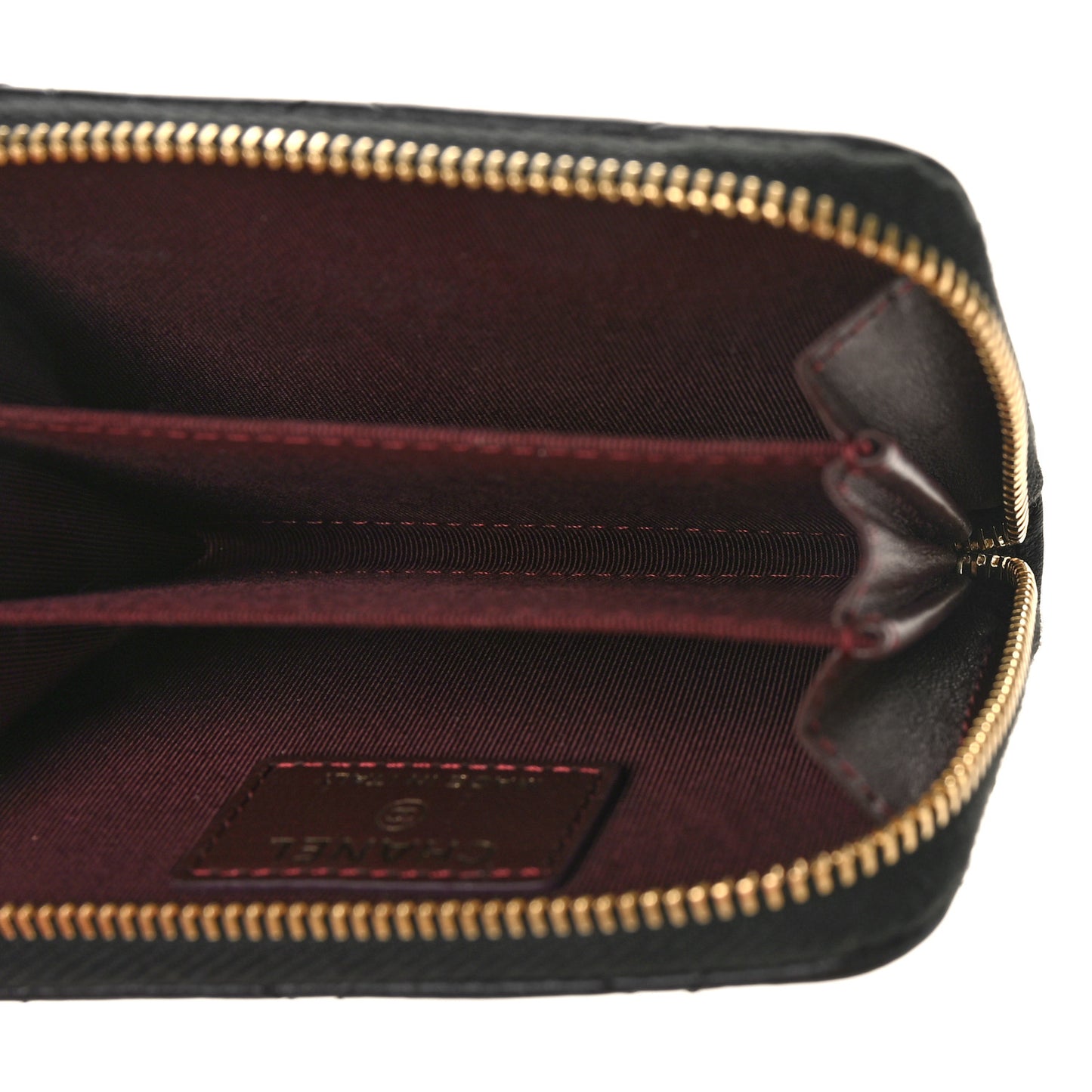 Lambskin Quilted Zip Coin Purse Black