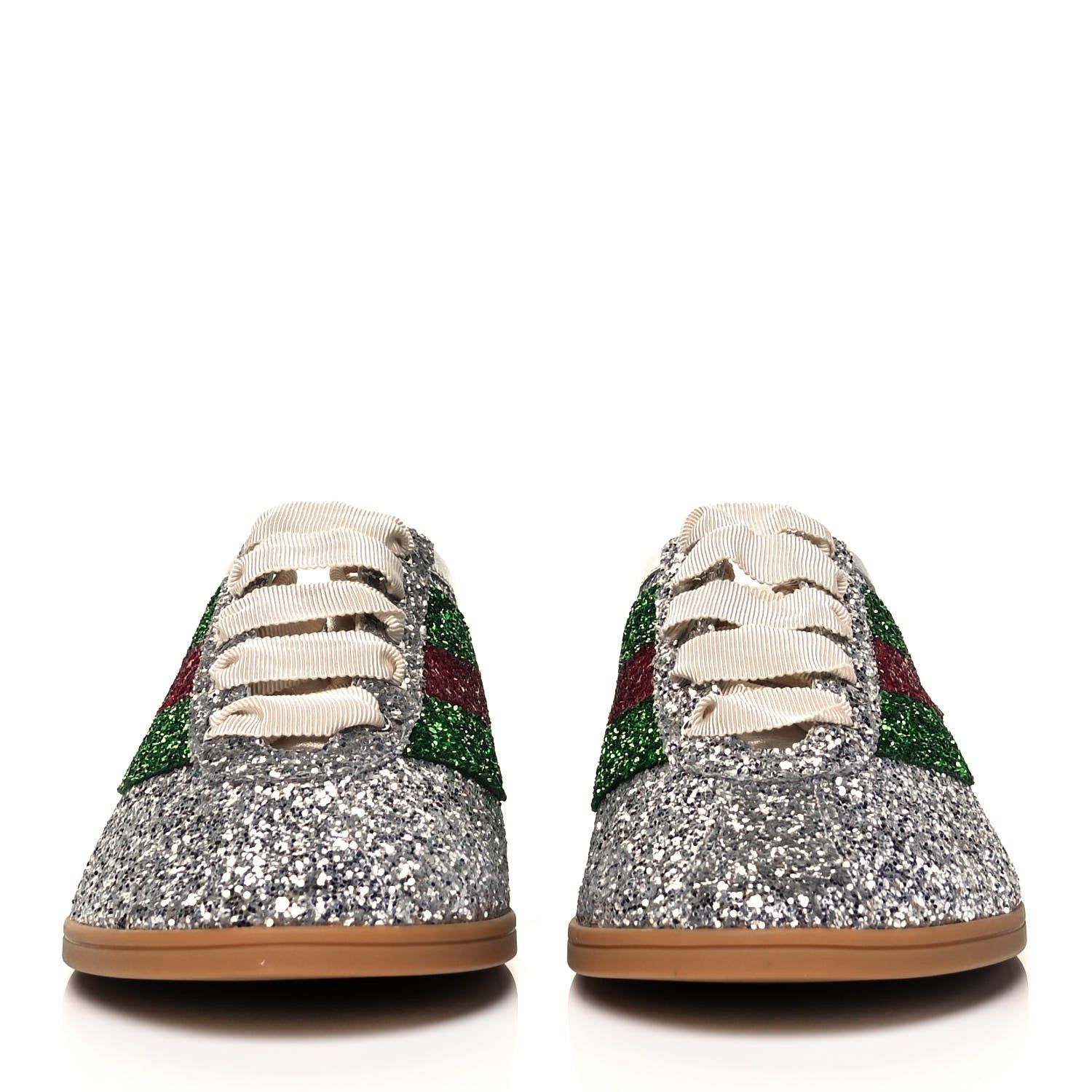 Gucci Glitter Fabric Web Mens Falacer Sneakers 9 Silver 2 of 7