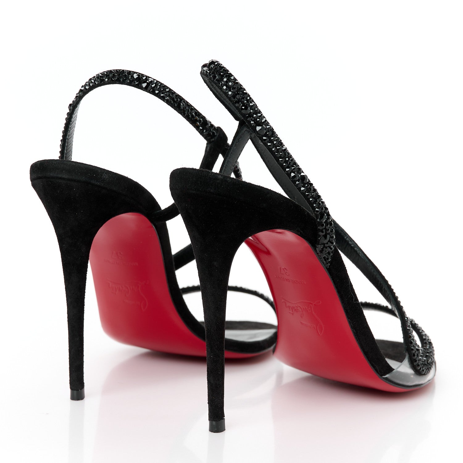 Christian Louboutin Crystal PVC Strass Rosalie 100 Sandals 37 Black Jet 5 of 9