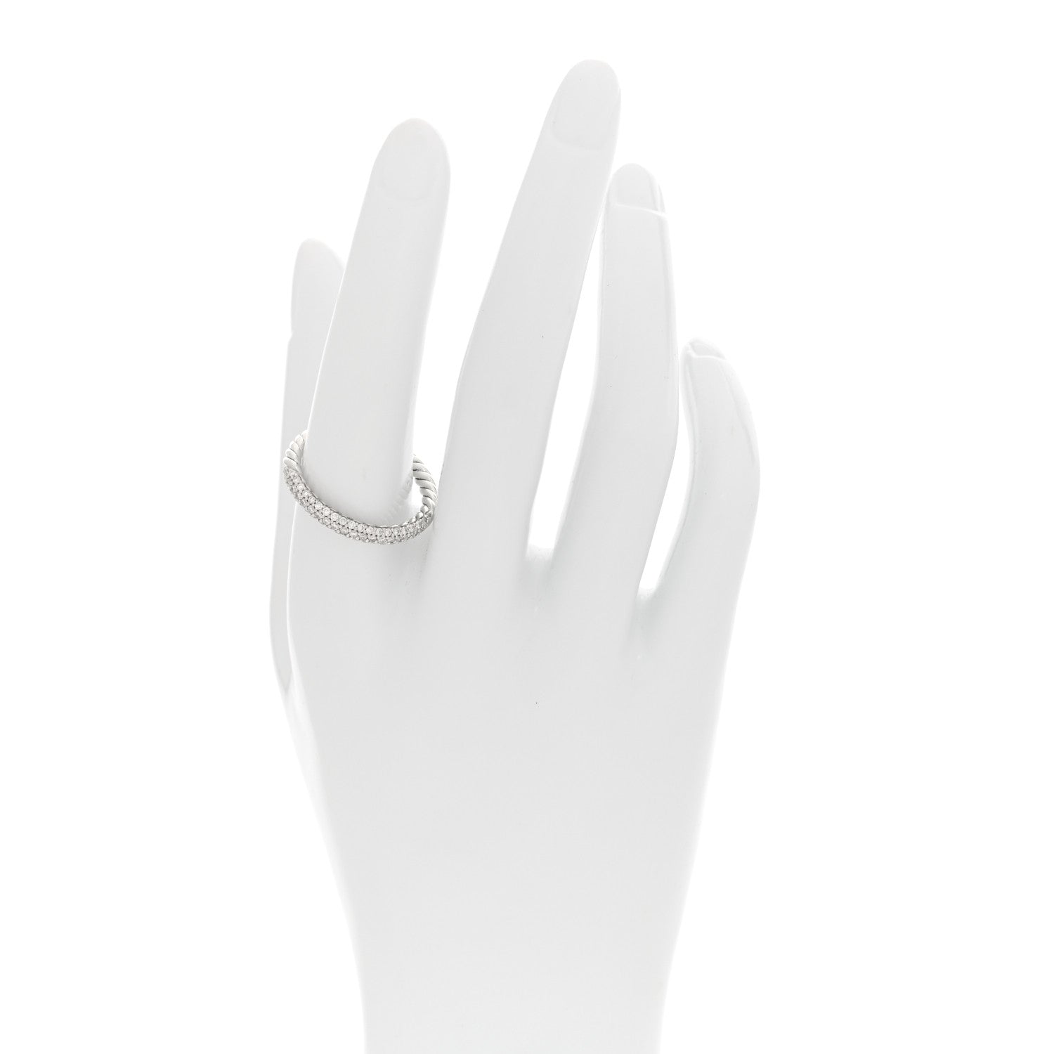 David Yurman Sterling Silver Diamond Petite Pave Band Ring 58 8.25 2 of 4