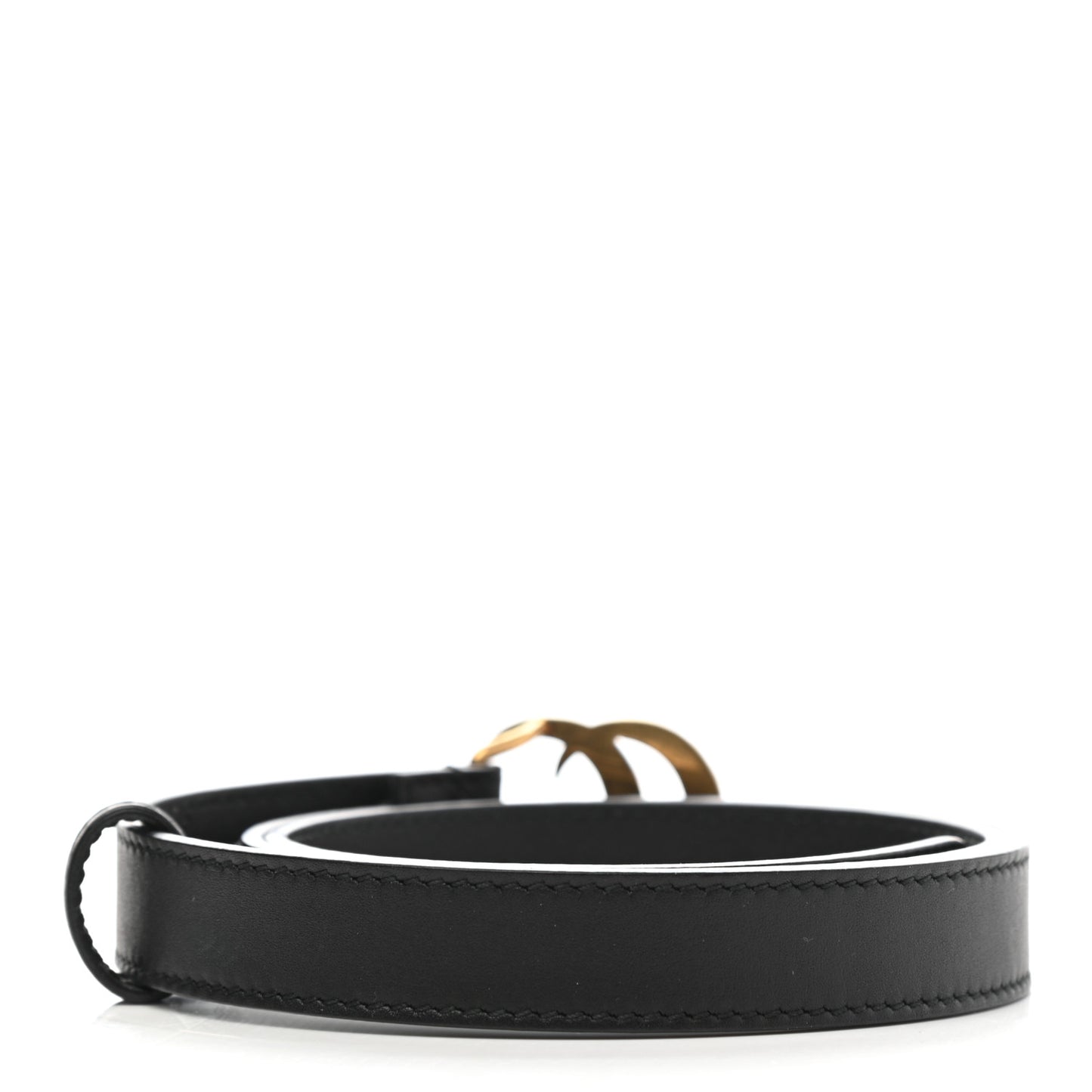 Calfskin Pearl Double G 20mm Belt 75 30 Black Cream