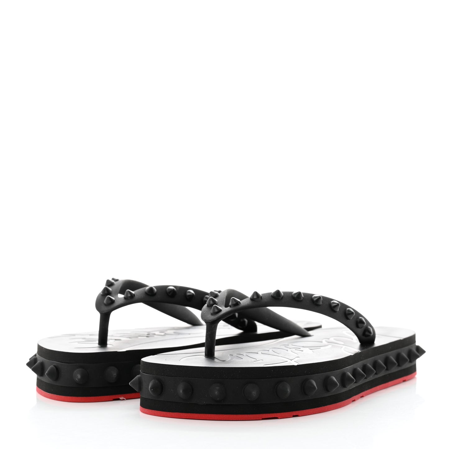 Rubber Spike Loubi Flip Flip Platform Sandals 36 Black