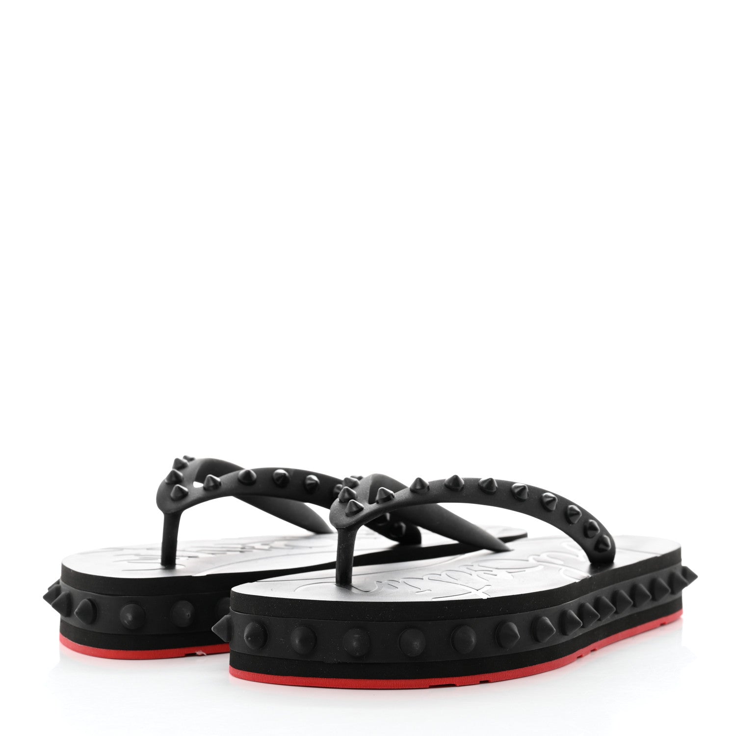 Christian Louboutin Rubber Spike Loubi Flip Flip Platform Sandals 36 Black 3 of 8