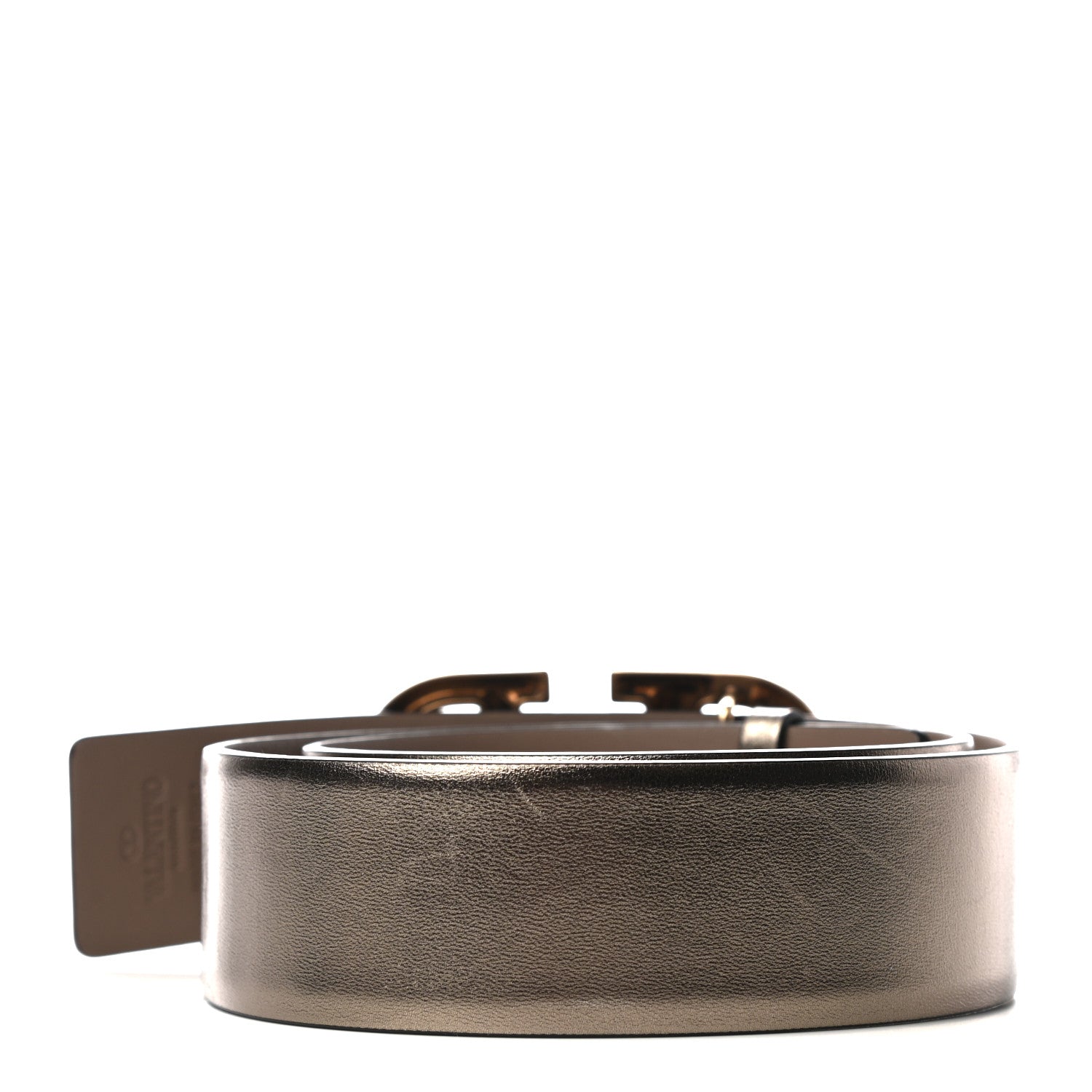 Valentino Garavani Metallic Lambskin VLogo 40mm Belt 70 32 Stone 2 of 5