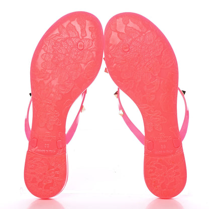 Valentino Garavani PVC Jelly Rockstud Bow Thong Sandals 39 Fuxia Fluo 7 of 11