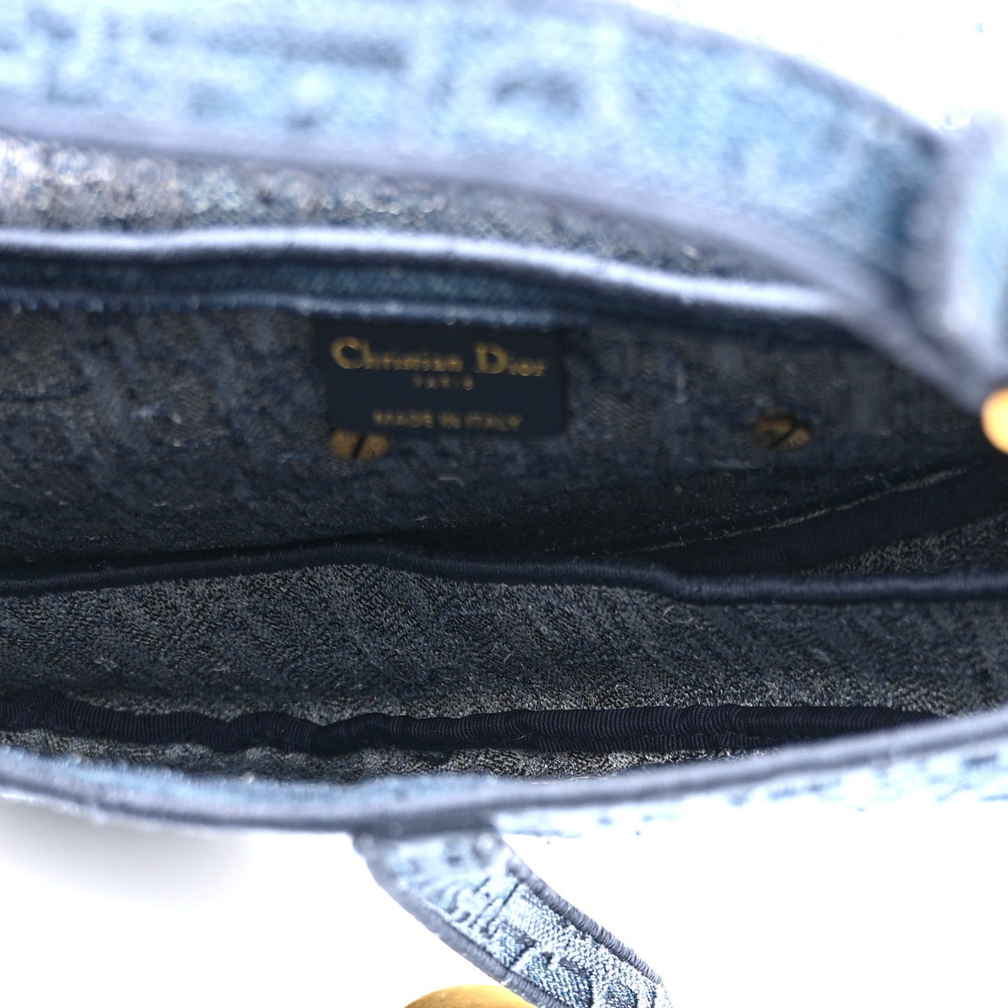 Oblique Embroidered Saddle Bag Denim Blue