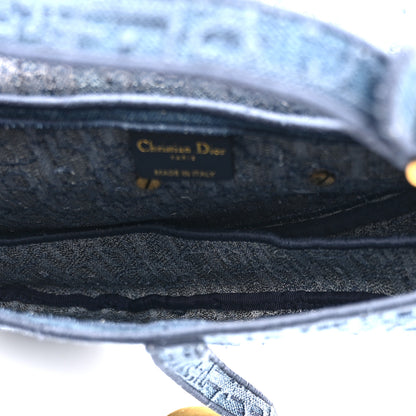 Christian Dior Oblique Embroidered Saddle Bag Denim Blue 5 of 10