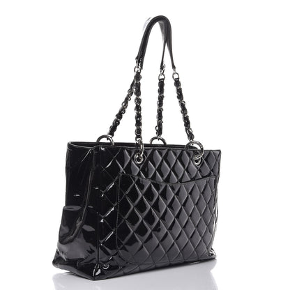 Chanel Patent Quilted Grand Shopping Tote GST Black 3 of 7