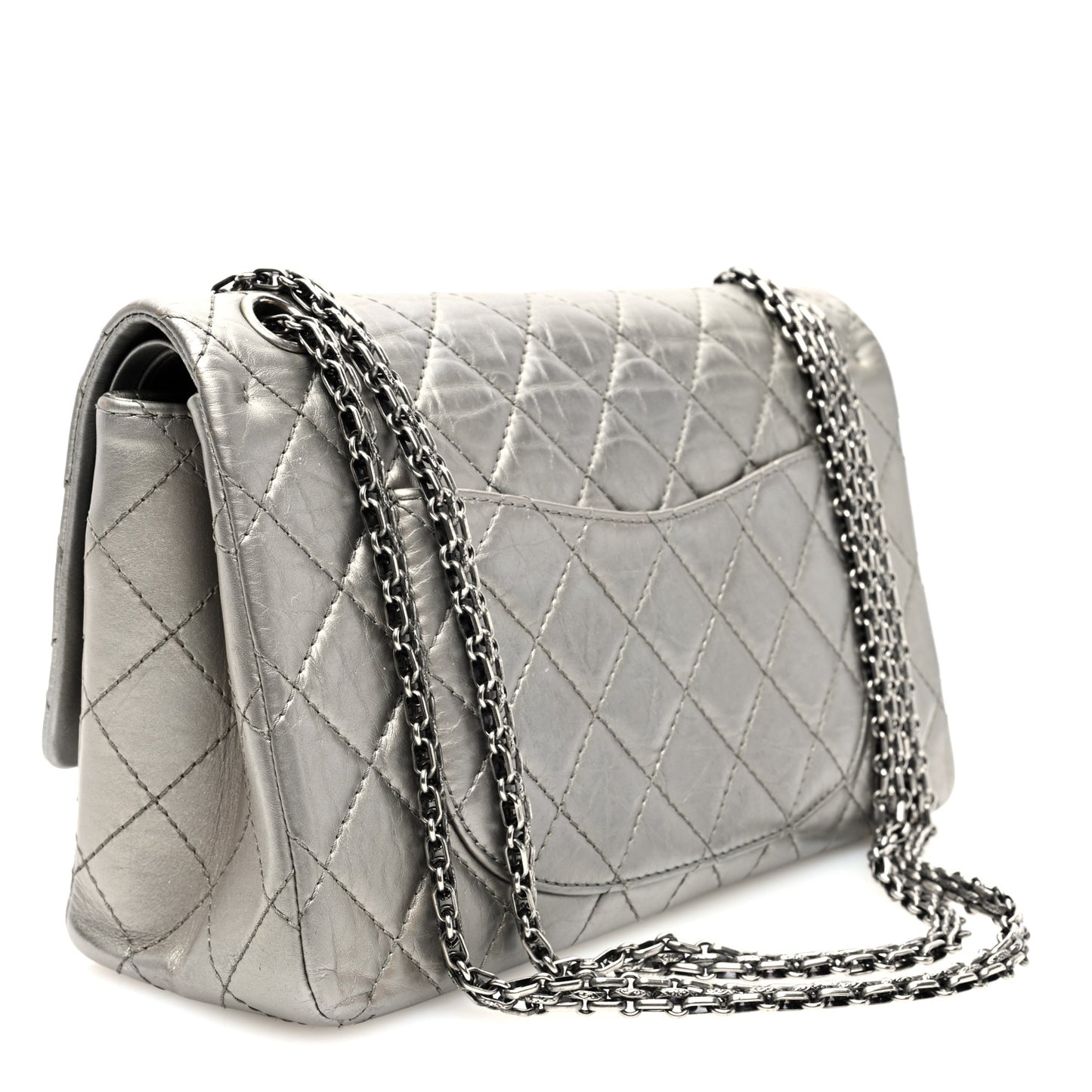 Metallic Aged Calfskin Quilted 2.55 Reissue 226 Flap Silver