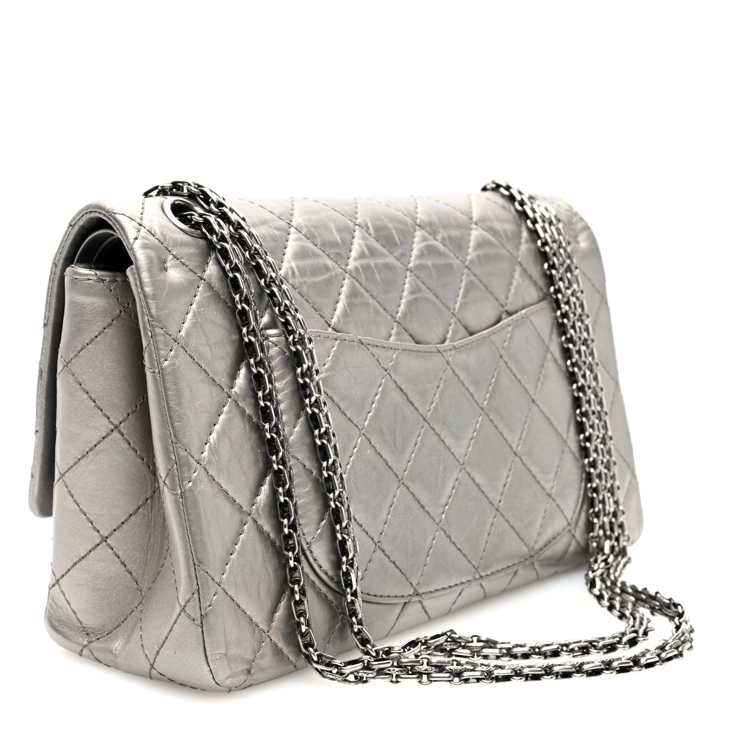 Chanel Metallic Aged Calfskin Quilted 2.55 Reissue 226 Flap Silver 3 of 10