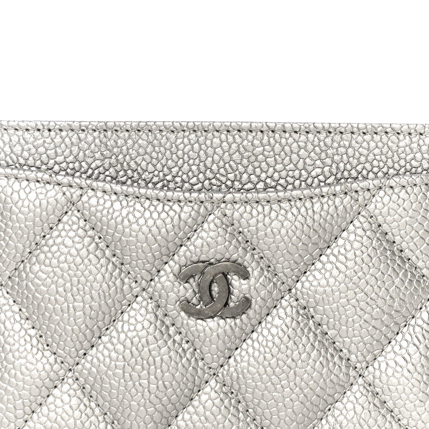 Chanel Metallic Caviar Quilted Card Holder Silver 9 of 11