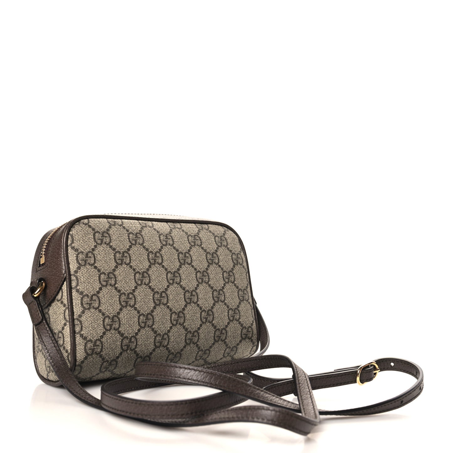 Denim Monogram Textured Dollar Calfskin Super Mini Ophidia Shoulder Bag Beige Ebony New Acero
