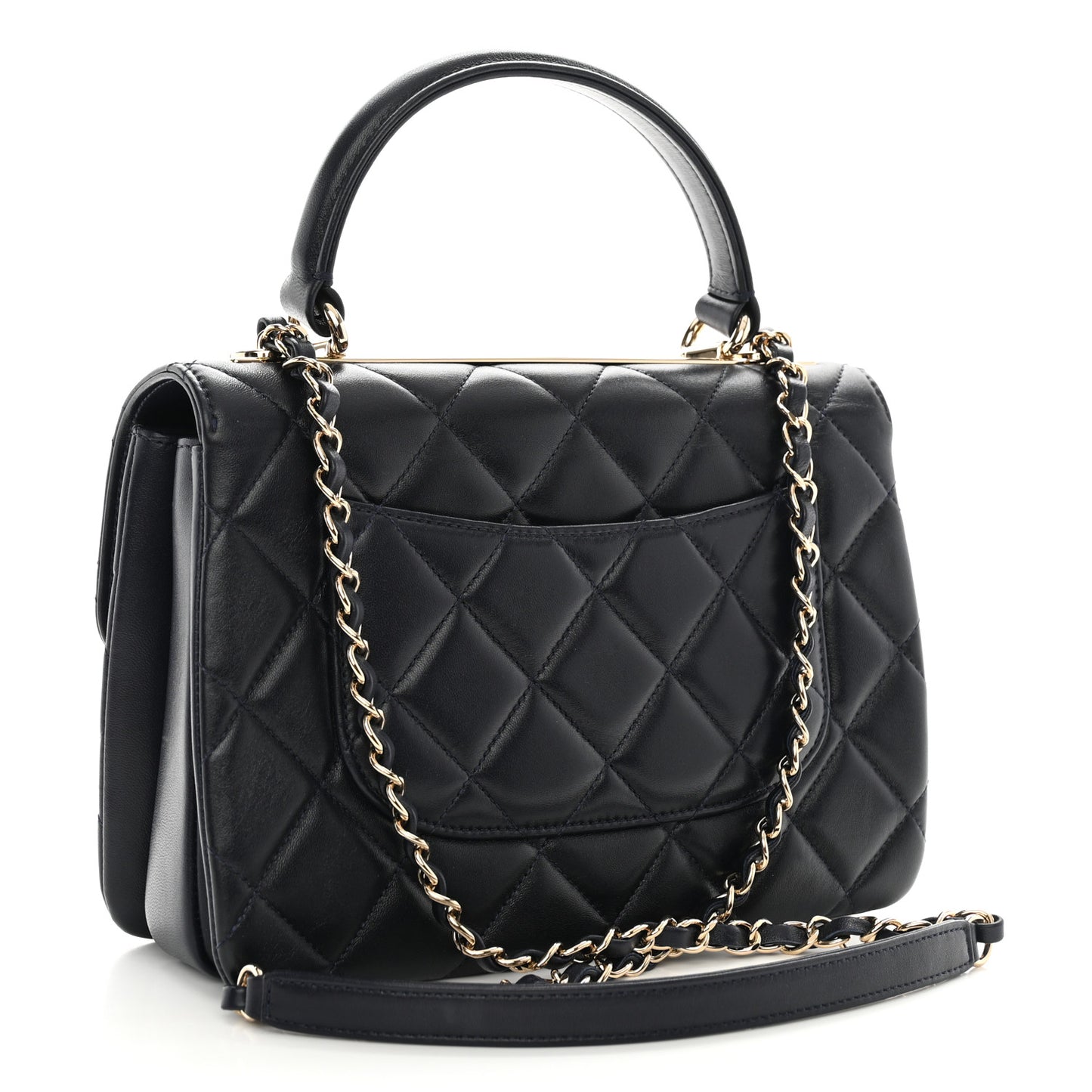 Lambskin Quilted Small Trendy CC Dual Handle Flap Bag Navy