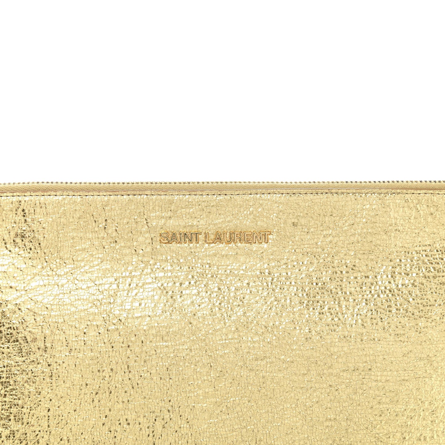 Metallic Calfskin Zipped Pouch Gold