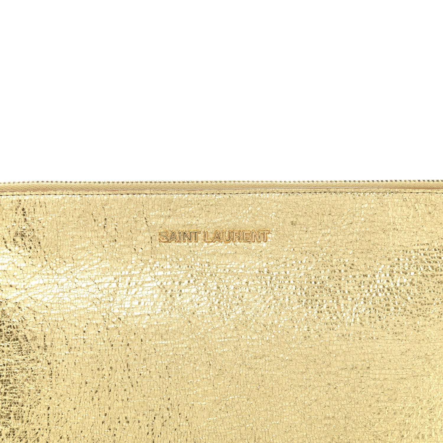 Saint Laurent Metallic Calfskin Zipped Pouch Gold 10 of 10