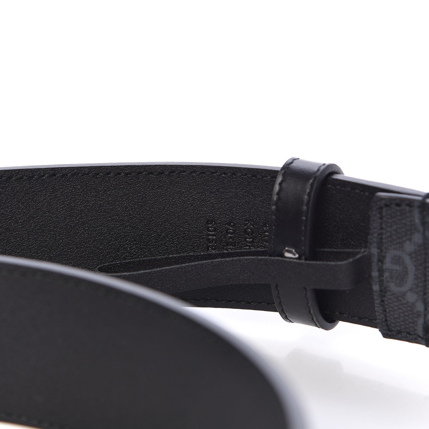 Gucci GG Supreme Monogram Selleria Calfskin Interlocking G 40mm Belt 90 36 Black Grey 5 of 7