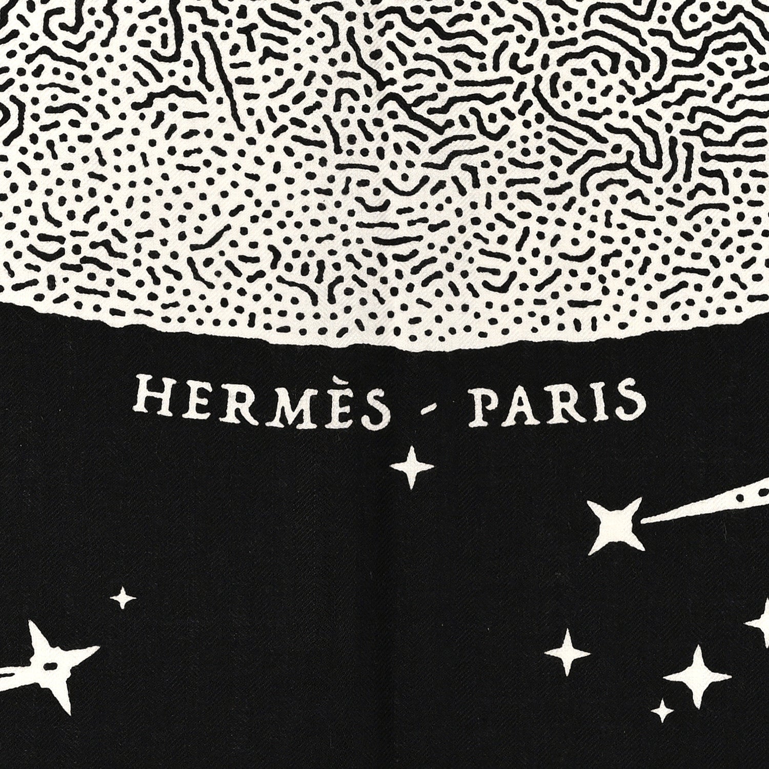 Hermes Silk Cashmere Clair De Lune Shawl 140 Black White 2 of 6