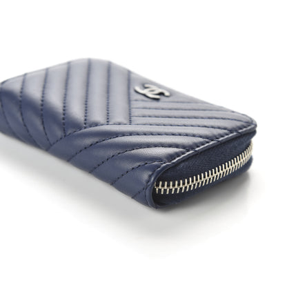 Chanel Lambskin Quilted CC Crossing Zip Around Coin Purse Navy 7 of 11