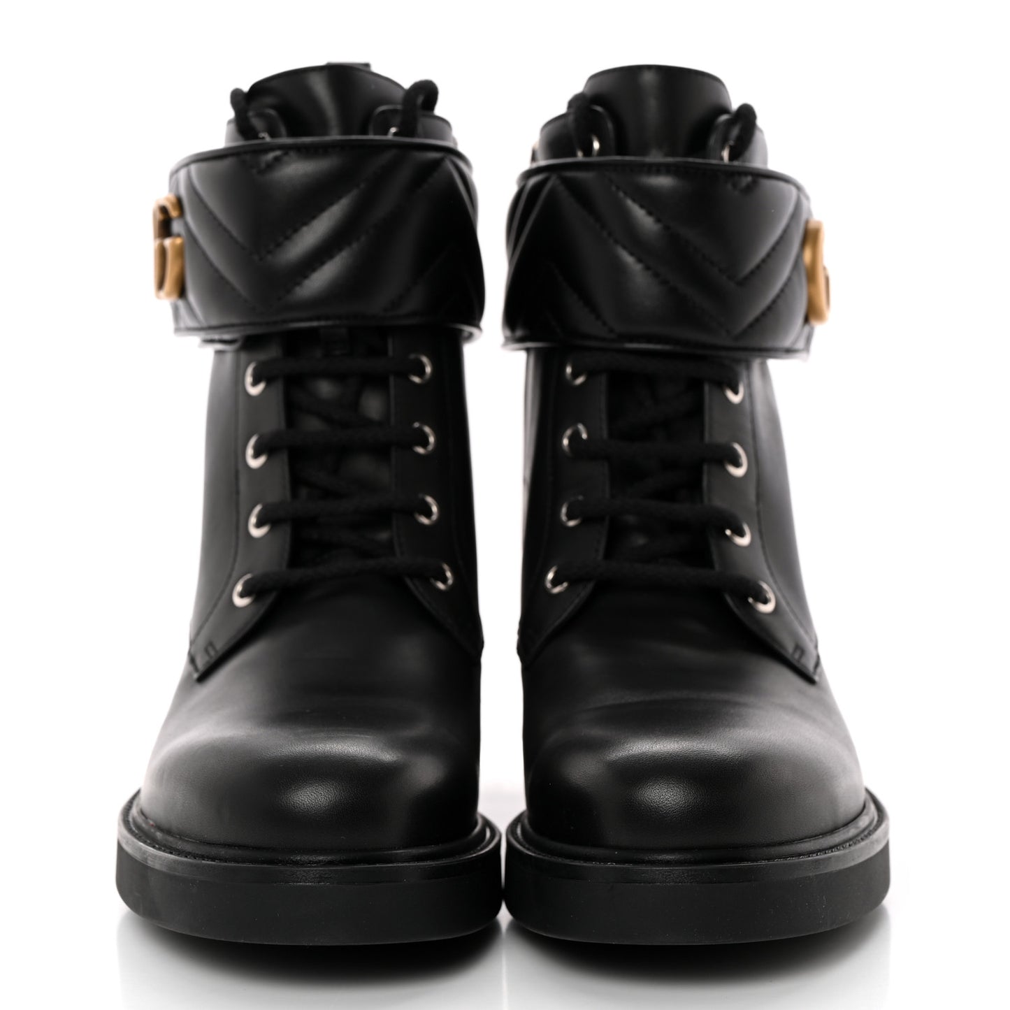Flores Calfskin Nappa Matelasse GG 40mm Ankle Boots 39.5 Black