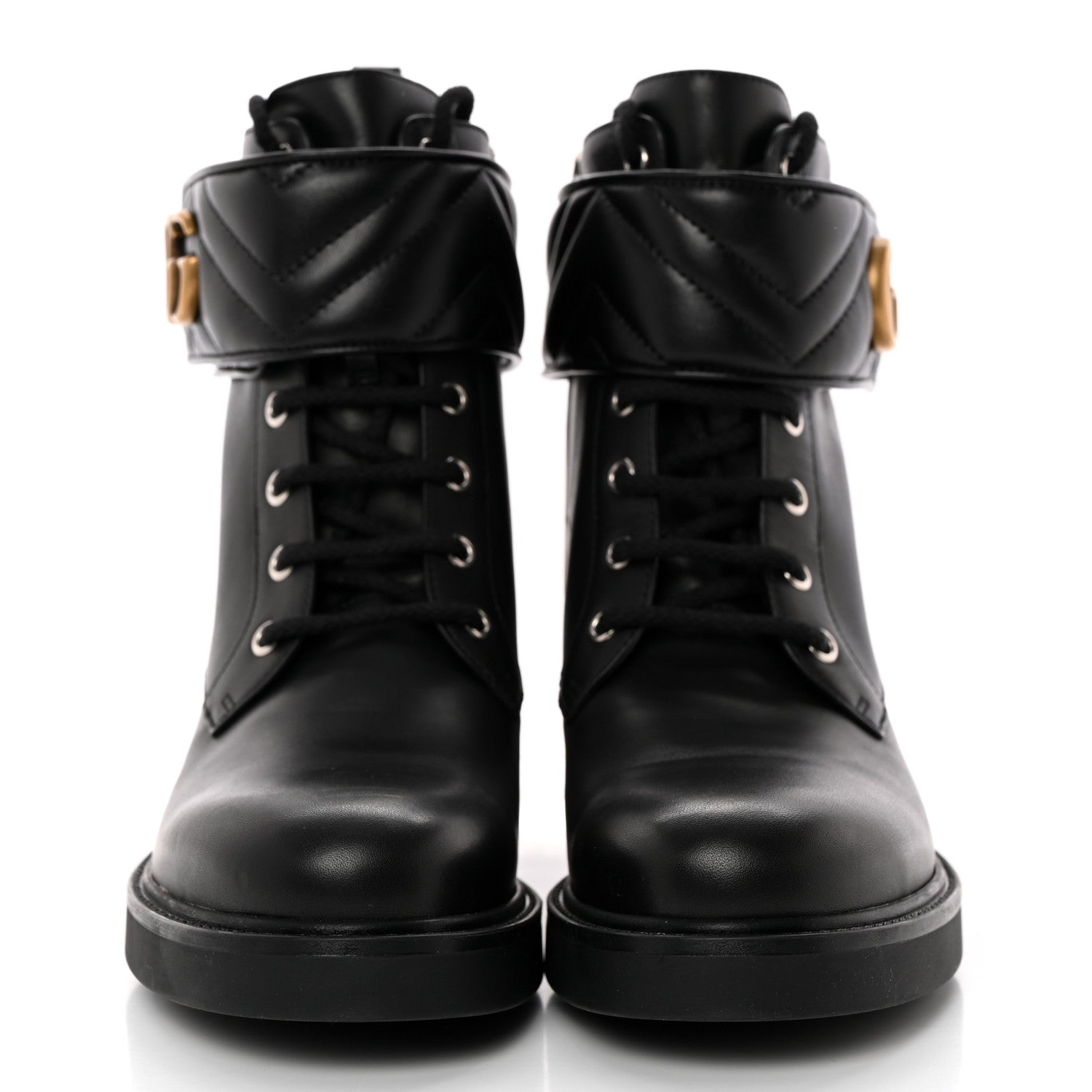 Gucci Flores Calfskin Nappa Matelasse GG 40mm Ankle Boots 39.5 Black 2 of 13