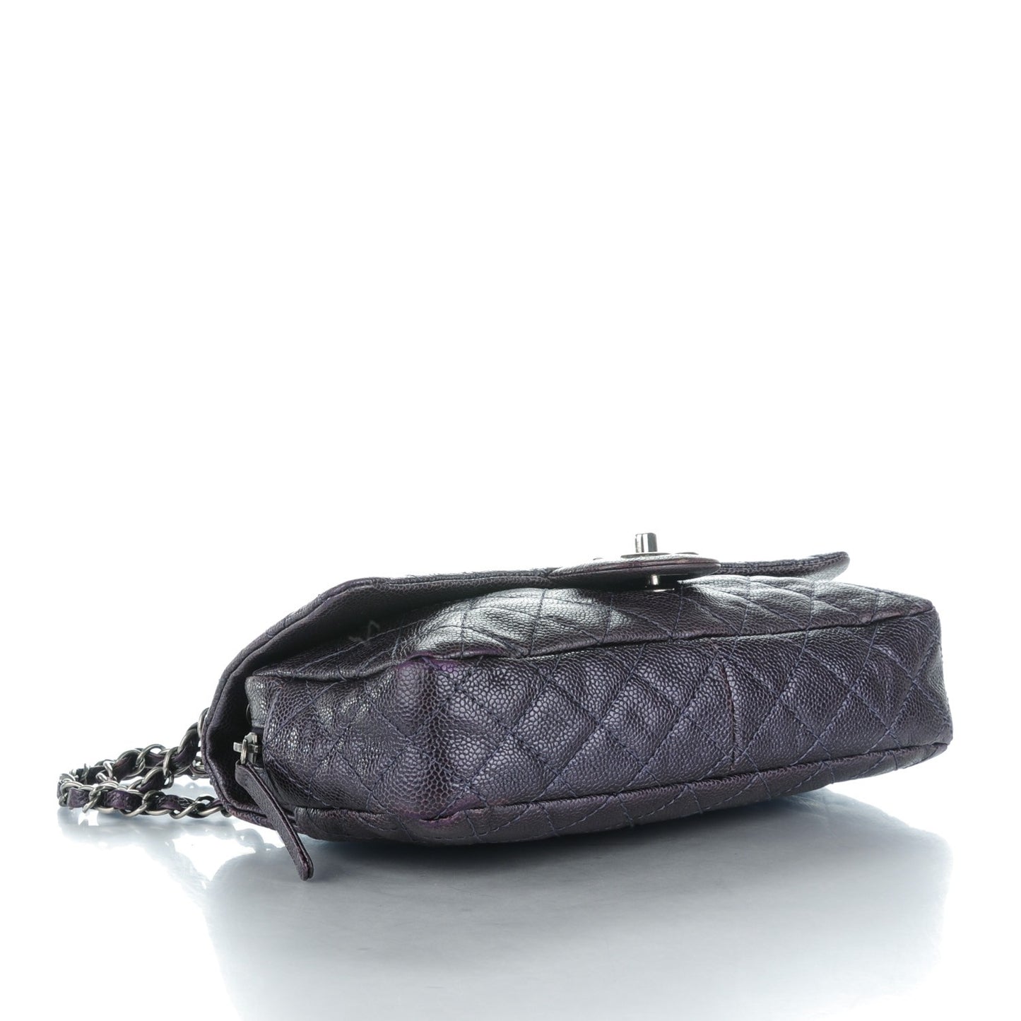 Iridescent Caviar Quilted Small Chic Flap Dark Purple