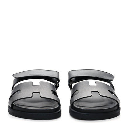 Hermes Calfskin Womens Chypre Sandals 37 Black 2 of 9