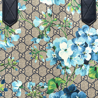 Gucci GG Supreme Monogram Blooms Large Reversible Tote Beige Blue Navy 7 of 10