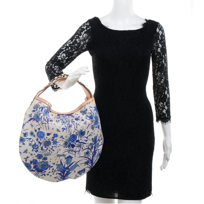 Gucci Canvas Flora Floral Wave Hobo Blue 2 of 7