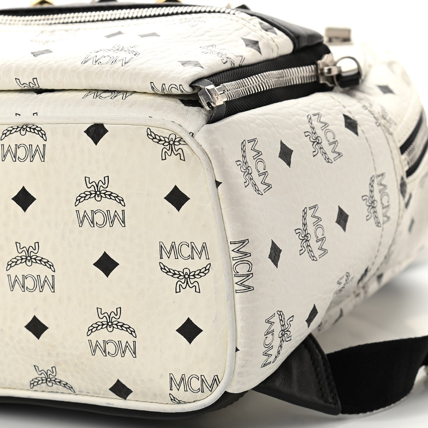 MCM Visetos Studded Small Dual Stark Backpack White 10 of 10