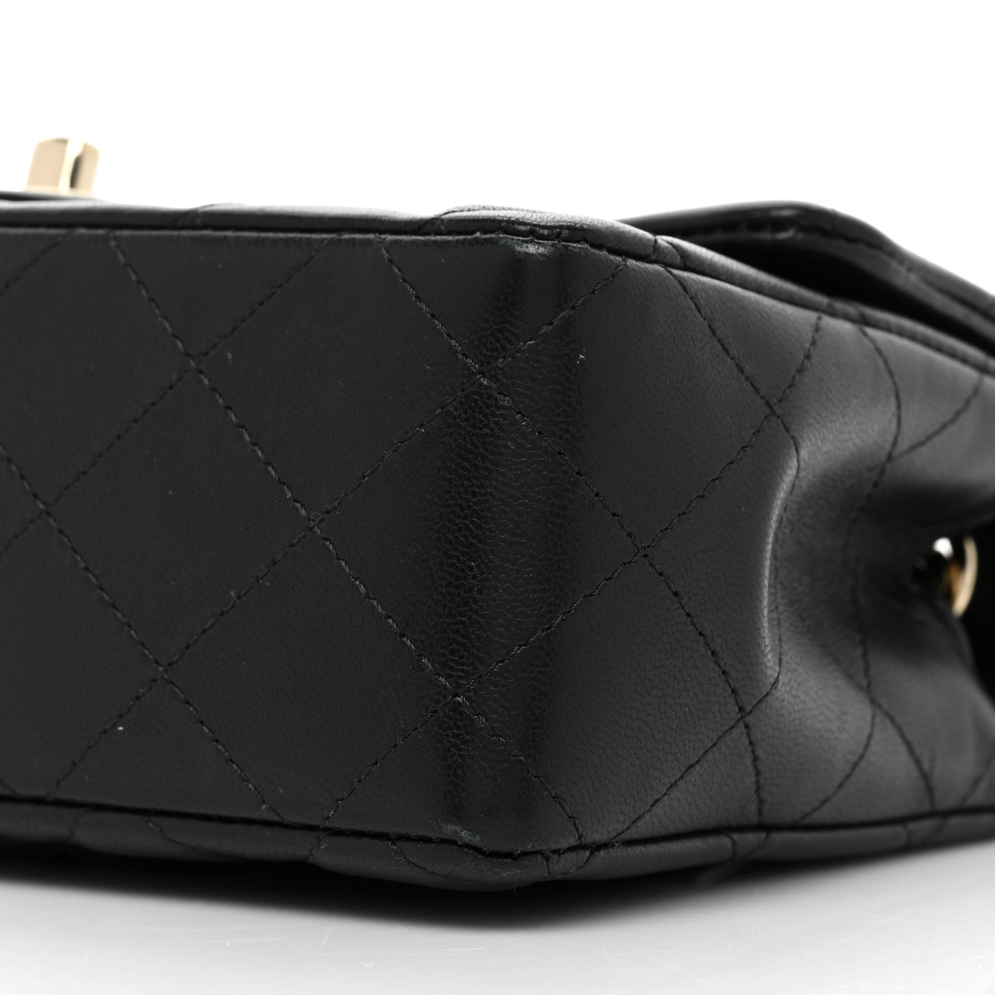 Lambskin Quilted Mini Coco Charms Rectangular Flap Black
