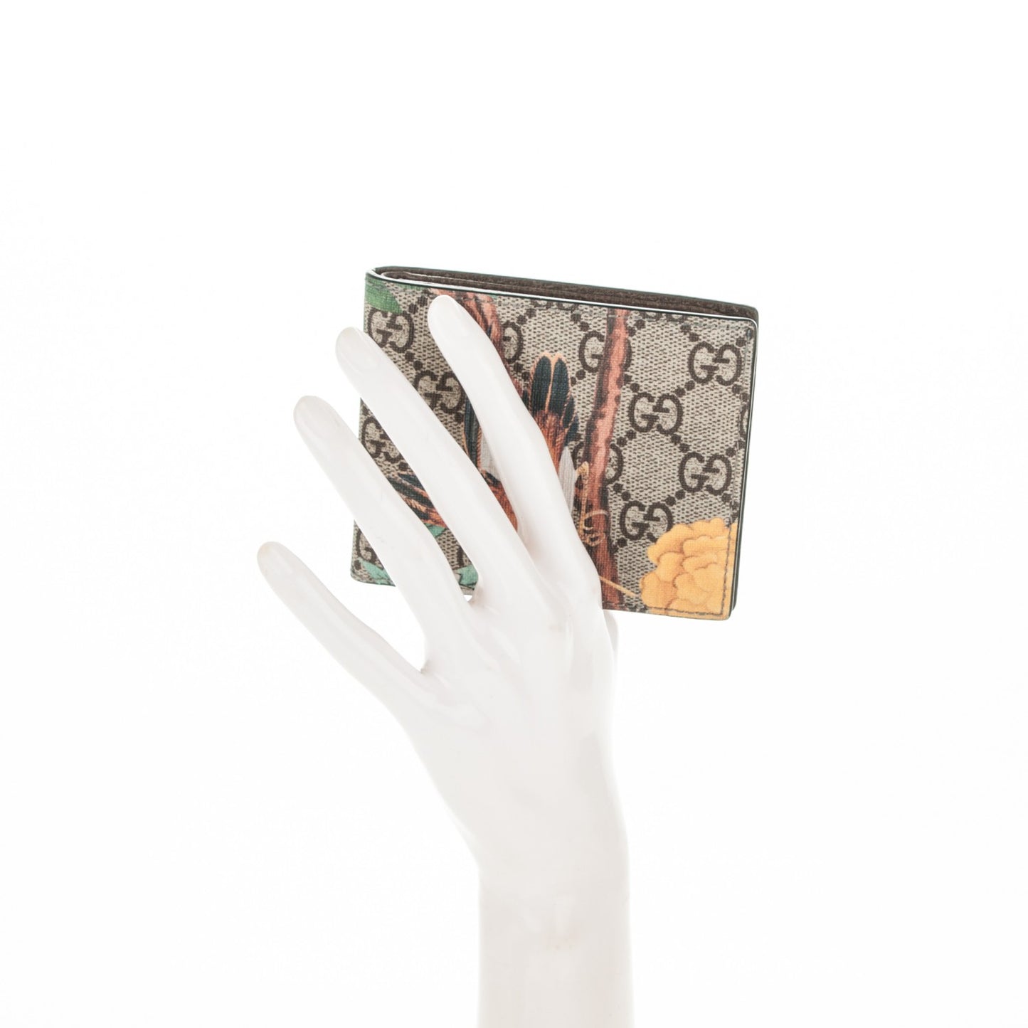 GG Supreme Monogram Tian Bi-Fold Wallet Beige Multicolor New Acero