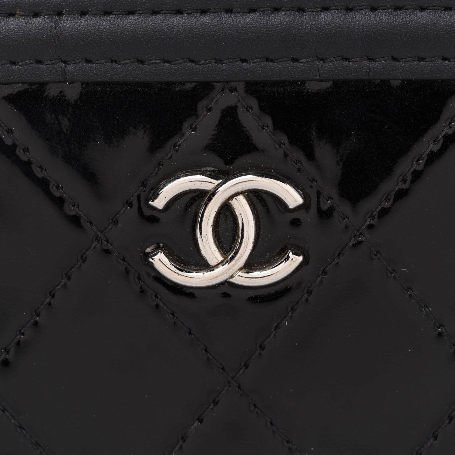 Chanel Patent Lambskin Quilted Zip Around Wallet Black 9 of 9