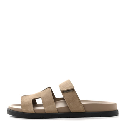 Hermes Suede Goatskin Womens Chypre Sandals 40.5 Beige Sable 1 of 10