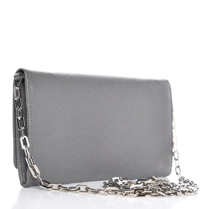 Prada Saffiano Metal Large Chain Wallet Marmo 3 of 8