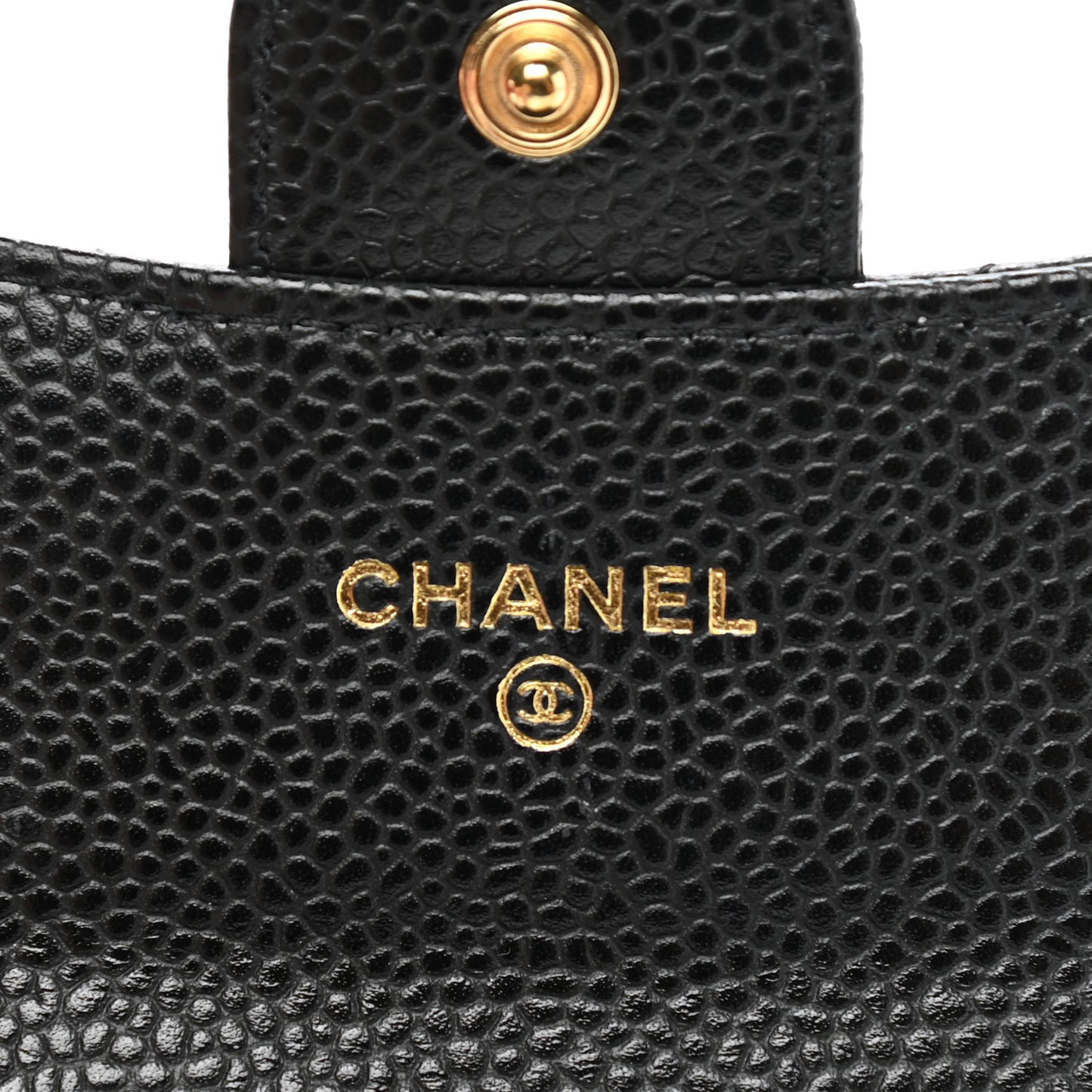 Caviar Quilted Flap Card Holder Wallet Black