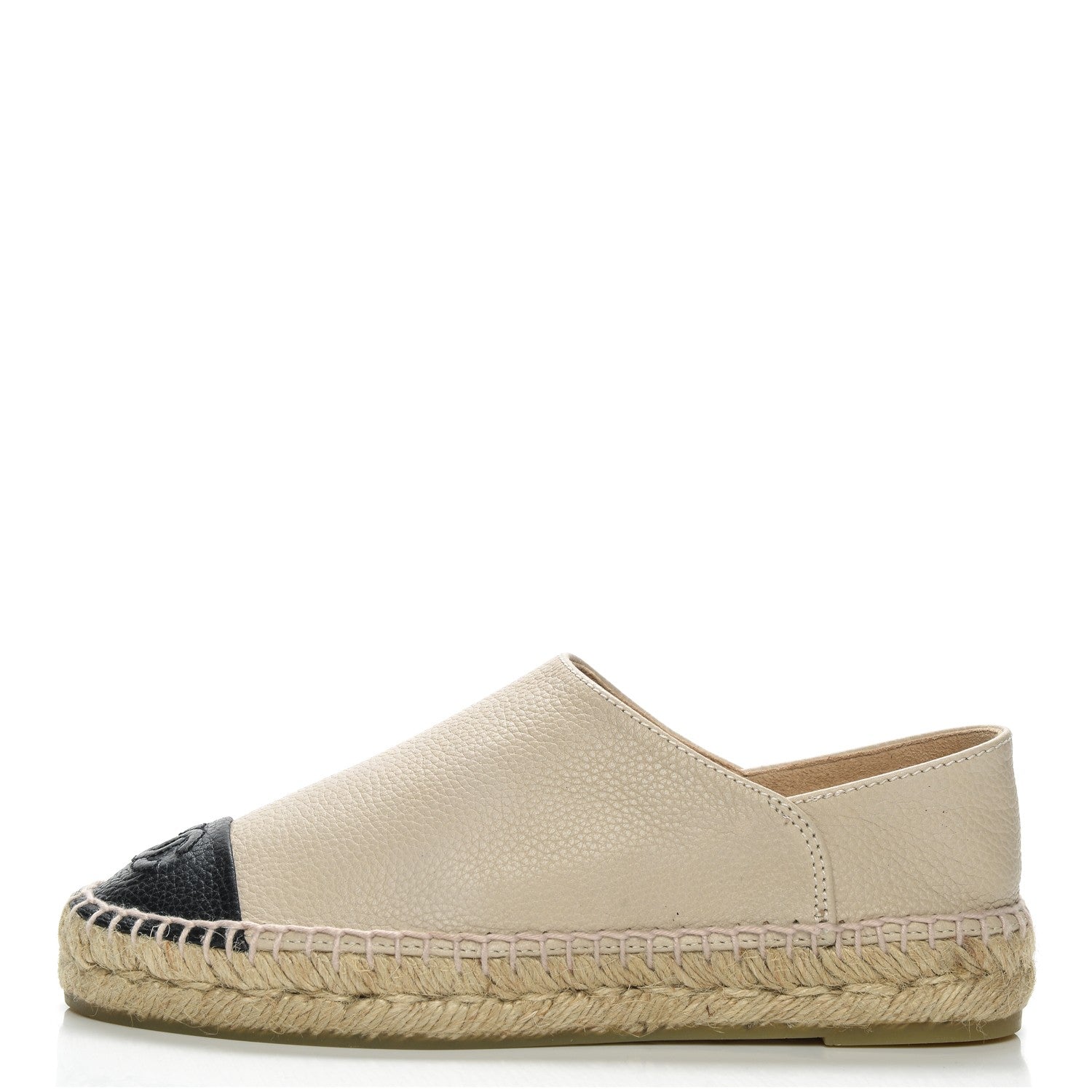 Chanel Grained Calfskin CC Espadrilles 35 Beige Black 1 of 8