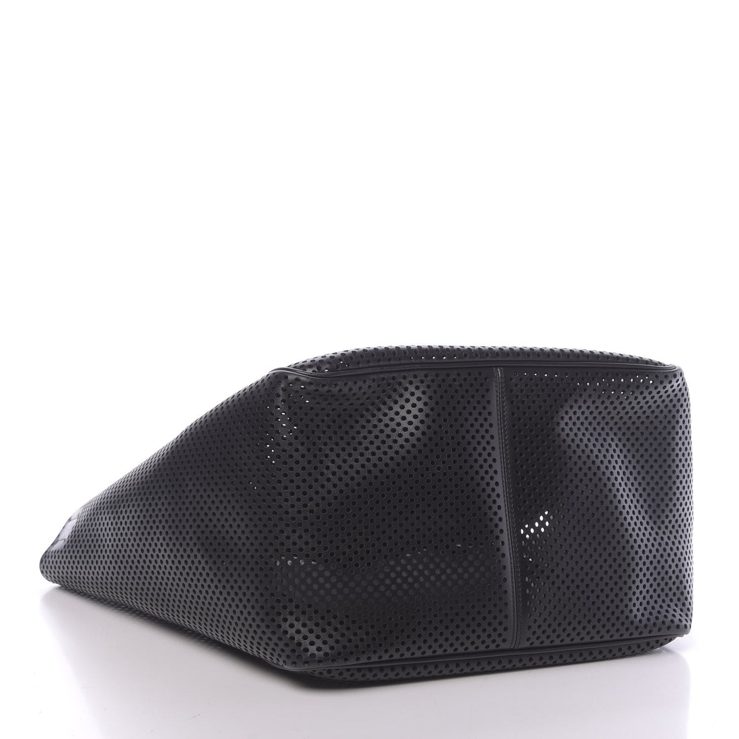 Calfskin Perforated T Twist Tote Black